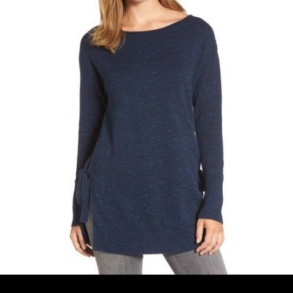 Nordstrom Oversized Merino Wool Side Tie Tunic Sweater - Picture 1 of 11